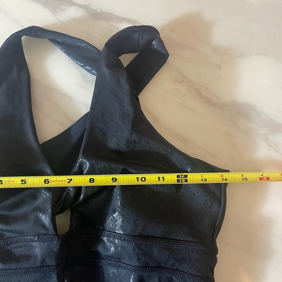 Fabletics Black Snakeskin Jumpsuit M Open Back Plunge Active Bodysuit - Picture 5 of 11